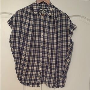 Madewell Blue and White Boxy Button Down Shirt